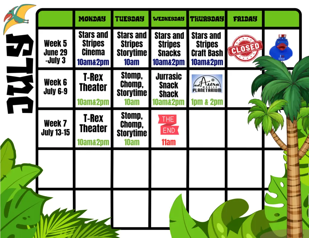 July 2026 SRP Calendar of Events
